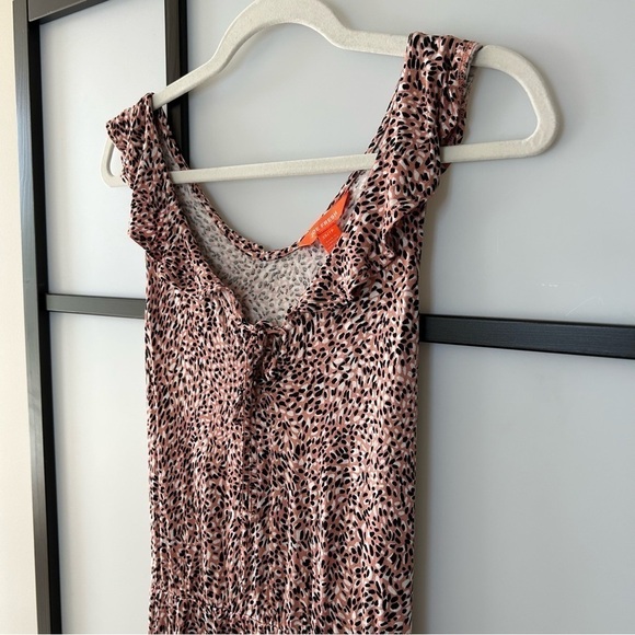 [XS] Joe Fresh 100% Rayon Ruffled Pink & White Speckled Print Flowy Maxi Dress - Picture 4 of 9